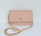 Chanel A33814 Sheepskin Leather Flap Bag Pink in Gold A33814