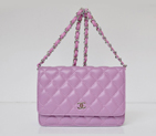 Chanel A33814 Sheepskin Leather Flap Bag Purple in Silver A33814