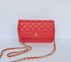 Chanel A33814 Sheepskin Leather Flap Bag Red in Gold A33814