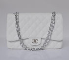 Chanel A47600 Caviar Leather Jumbo Flap Bag in White with Silver A47600