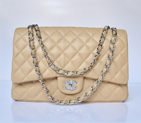 Chanel A47600 Lambskin Leather Jumbo Flap Bag in Apricot with Silver A47600
