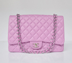Chanel A47600 Lambskin Leather Jumbo Flap Bag in Pink with Silver A47600