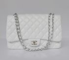 Chanel A47600 Lambskin Leather Jumbo Flap Bag in White with Silver A47600