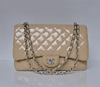 Chanel A47600 Patent Leather Jumbo Flap Bag in Apricot with Silver A47600