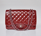 Chanel A47600 Patent Leather Jumbo Flap Bag in Claret with Silver A47600