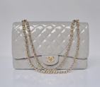 Chanel A47600 Patent Leather Jumbo Flap Bag in Gray with Gold A47600