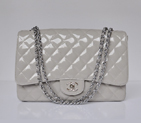Chanel A47600 Patent Leather Jumbo Flap Bag in Gray with Silver A47600
