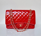 Chanel A47600 Patent Leather Jumbo Flap Bag in Red with Gold A47600