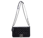 Chanel A67086 Black Bright Leather Le Boy Flap Shoulder Bag A67086