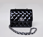 Chanel A67116 Classic mini Flap Bag Patent leather Black in Silver A67116