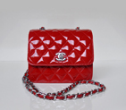Chanel A67116 Classic mini Flap Bag Patent leather Red in Silver A67116