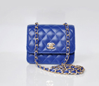 Chanel A67116 Classic mini Flap Bag Sheepskin leather Blue in Gold A67116