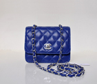 Chanel A67116 Classic mini Flap Bag Sheepskin leather Blue in Silver A67116