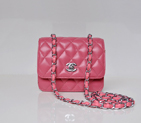 Chanel A67116 Classic mini Flap Bag Sheepskin leather Peach in Silver A67116