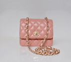 Chanel A67116 Classic mini Flap Bag Sheepskin leather Pink in Gold A67116