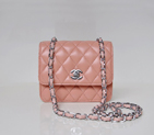 Chanel A67116 Classic mini Flap Bag Sheepskin leather Pink in Silver A67116