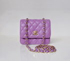 Chanel A67116 Classic mini Flap Bag Sheepskin leather Purple in Gold A67116