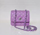 Chanel A67116 Classic mini Flap Bag Sheepskin leather Purple in Silver A67116
