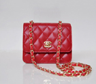 Chanel A67116 Classic mini Flap Bag Sheepskin leather Red in Gold A67116