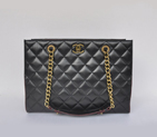 Chanel A67248 Calfskin Leather Shopping Bag in black A67248