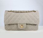 Chanel A94305 Classic Flap Bag Original Cannage Pattern Nubuck Leather Gray with Gold A94305