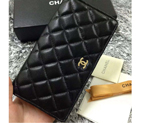 Chanel Bi-Fold Wallet Black sheepskin leather A31509 Gold A31509