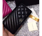 Chanel Bi-Fold Wallet Black sheepskin leather A80465 A80465