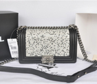 Chanel Boy 2014 Flap Shoulder Bag in Black Original Sheepskin Leather A90249 Silver A90249