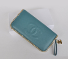 Chanel CC Logo Long Zippy Wallet C165 Blue C165