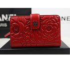 Chanel Camellias Bi-Fold Wallet Original Leather A50087 Red A50087