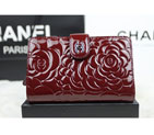 Chanel Camellias Bi-Fold Wallet Original patent Leather A50087 Claret A50087