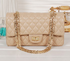 Chanel Classic 2.55 Series Bag Apricot Sheepskin Leather 1112 Gold 1112