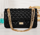 Chanel Classic 2.55 Series Bag Black Sheepskin Leather 1112 Gold 1113