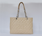 Chanel Classic Bag Shopper Tote Handbags Caviar leather 20995 Apricot Silver 20995