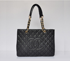 Chanel Classic Bag Shopper Tote Handbags Caviar leather 20995 Black Gold 20995