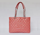 Chanel Classic Bag Shopper Tote Handbags Caviar leather 20995 Red Silver 20995