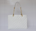 Chanel Classic Bag Shopper Tote Handbags Caviar leather 20995 white Gold 20995