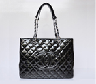 Chanel Classic CC Shopping Bag 20995 Patent leather Black Silver 20995
