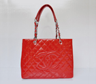 Chanel Classic CC Shopping Bag 20995 Patent leather Red Silver 20995