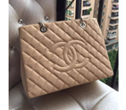 Chanel Classic Coco shoulder Bag Apricot GST Original Caviar Leather A50995 Silver A50995