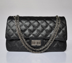 Chanel Classic Falp Bag Elephant Grain Calfskin Leather A28668 in Black with Silver Chain A28668