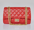 Chanel Classic Falp Bag Elephant Grain Calfskin Leather A28668 in Red with Gold Chain A28668