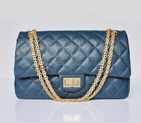 Chanel Classic Falp Bag Elephant Grain Calfskin Leather A28668 in blue with Silver Chain A28668