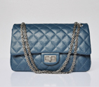 Chanel Classic Falp Bag Elephant Grain Calfskin Leather A28668 in blue with Silver Chain A28668