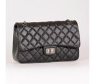 Chanel Classic Falp Bag Elephant Grain Leather A28668 in black with Antique Silver Chain A28668