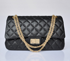 Chanel Classic Falp Bag Glazed Crackled Calfskin Leather A28668 in Black with Gold Chain A28668