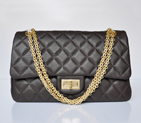 Chanel Classic Falp Bag Glazed Crackled Calfskin Leather A28668 in Coffee with Gold Chain A28668