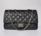 Chanel Classic Falp Bag Glazed Crackled Calfskin Leather A28668 in black with Silver Chain A28668