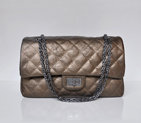 Chanel Classic Falp Bag Marble Stripe Calfskin Leather A28668 in Bronze with Antique Silver Chain A28668