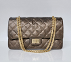 Chanel Classic Falp Bag Marble Stripe Calfskin Leather A28668 in Bronze with Gold Chain A28668